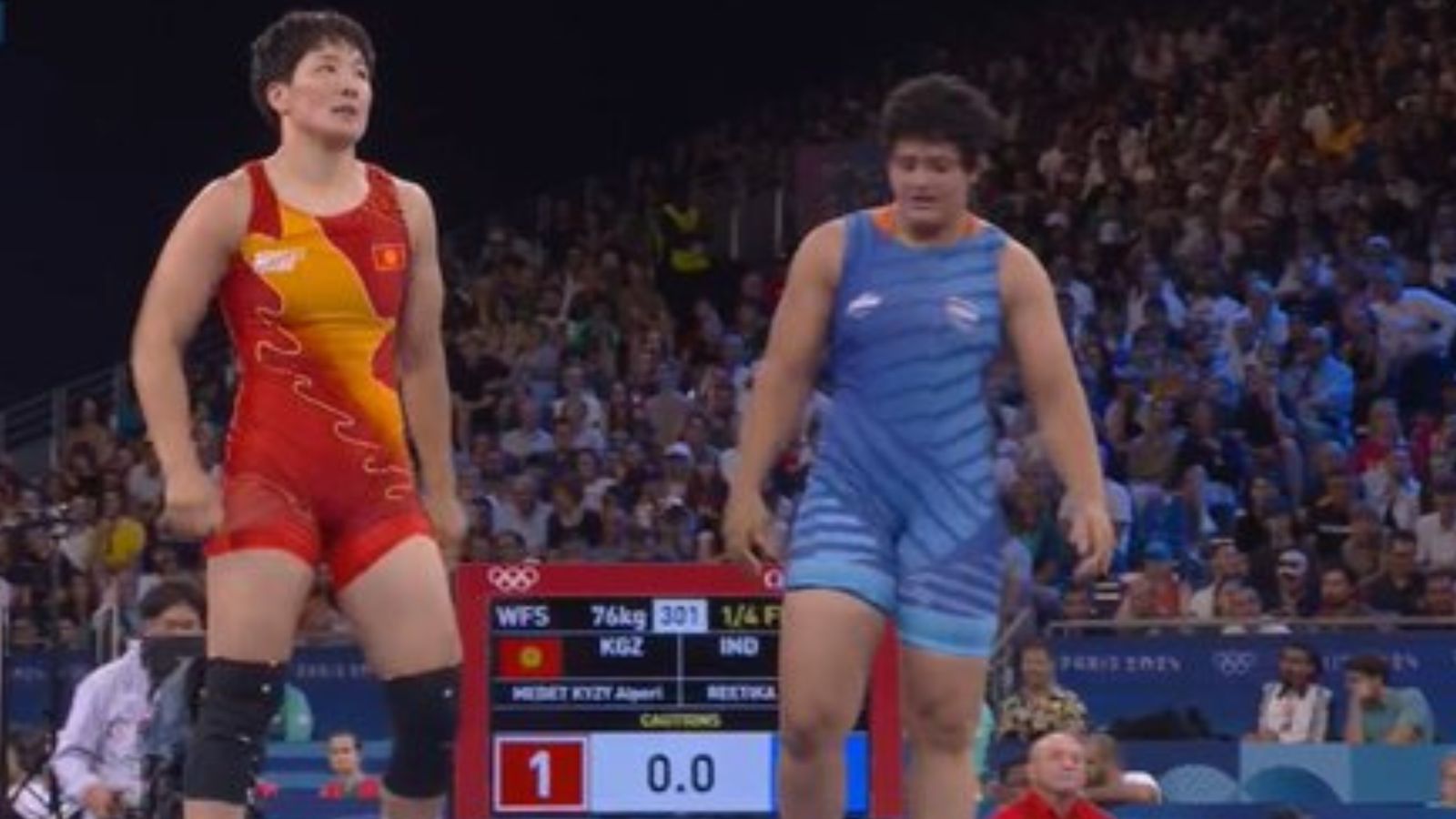 Paris Olympics: Reetika Hooda falls short to top-seed Aiperi Medet Kyzy in quarterfinal, medal hopes dependant on repechage India's Reetika Hooda (right) and Aiperi Medet Kyzy in quarterfinal, medal hopes dependant on repechage