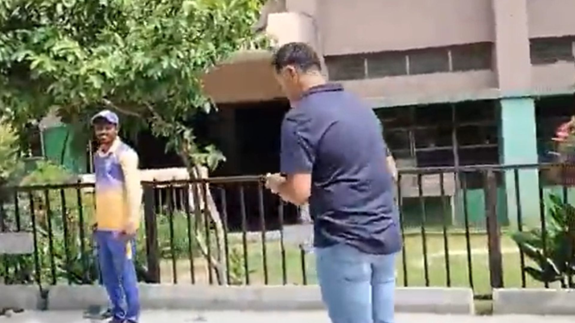 WATCH: Rahul Dravid plays cricket with NCA ground staff in Bengaluru, spotted bowling yorkers Rahul Dravid (x sceengrab)