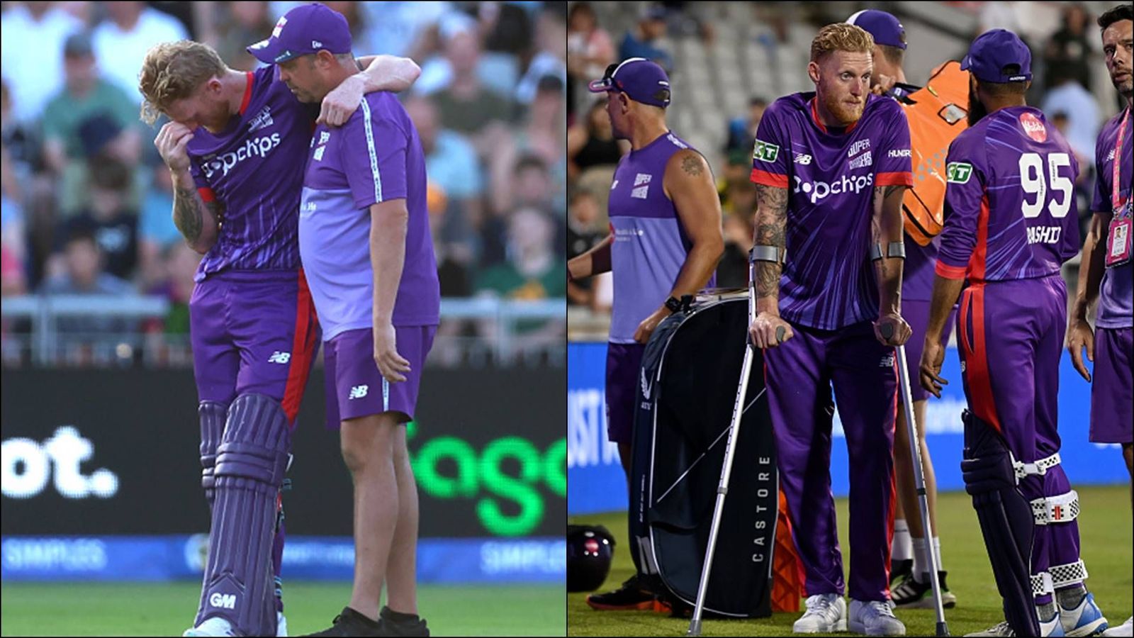 Ben Stokes suffers massive injury scare while attempting scoop shot, leaves on stretcher in ambulance midway through The Hundred clash Northern Superchargers' Ben Stokes after injuring his hamstring (Getty Images)