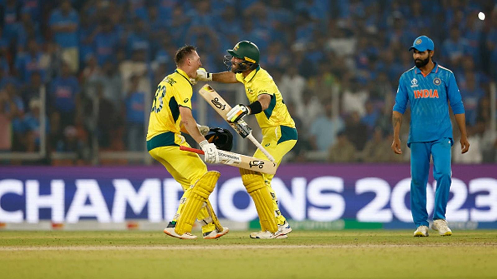'Think it's finally time to retire...': Australian batter who starred in ODI World Cup 2023 final makes an emotional announcement Marnus Labuschagne and Glenn Maxwell celebrate ODI World Cup 2023 final win against India (Getty Images)