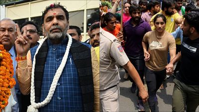 Exclusive: WFI President blames anti-national forces for Indian wrestlers not winning 5-6 medals at Paris Olympics, says athletes were manipulated to protest WFI President Sanjay Singh; wrestlers Bajrang Punia and Vinesh Phogat during protests (File Photo: Getty Images)