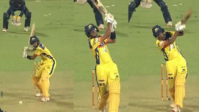 WATCH: Rahul Dravid's son hogs limelight with a huge six before throwing away his wicket during Maharaja Trophy T20 match; video goes viral Samit Dravid in action in this frame. (Screengrab-X)