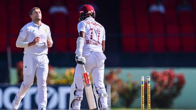 South Africa surge past Pakistan in WTC points table with Test series win over West Indies, know how India are faring in standings West Indies' Kraigg Brathwaite (right) gets bowled by Wiaan Mulder of South Africa during the day 1 of the 2nd Test. (Getty)