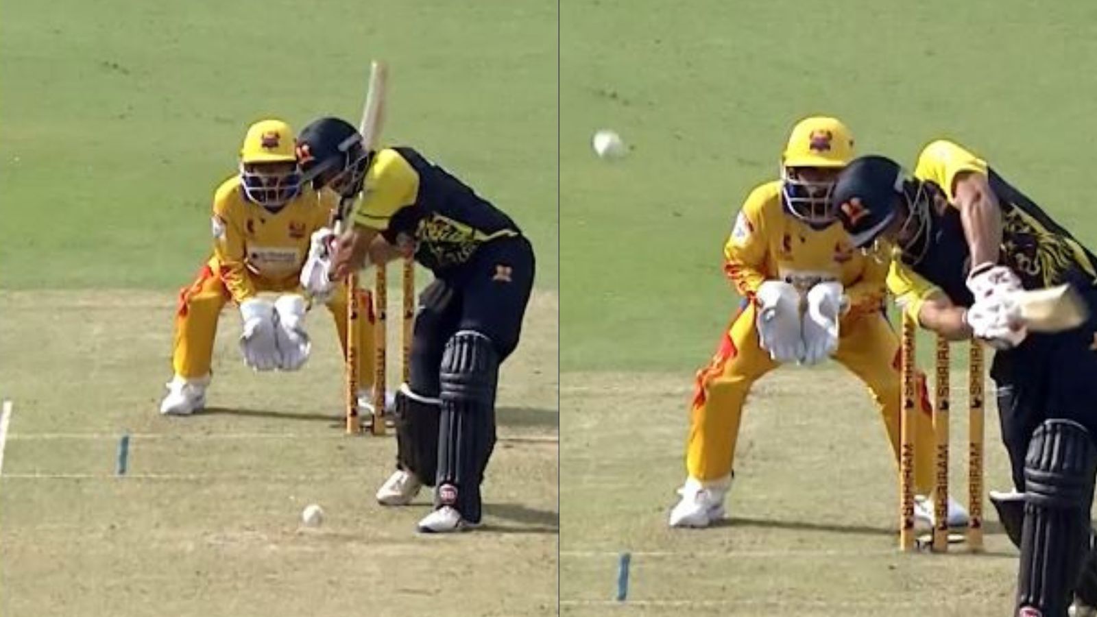 WATCH: Shubman Gill's Gujarat Titans teammate roars with bat, cracks 9 big sixes in belligerent 34-ball 84 in Maharaja Trophy Shivamogga Lions' Abhinav Manohar in action in this frame. (Screengrab-X)