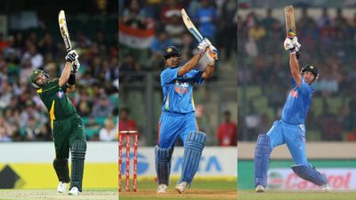 From Brett Lee to MS Dhoni; Here are 10 cricketers with longest six in cricket history Shahid Afridi, MS Dhoni and Yuvraj Singh (getty)