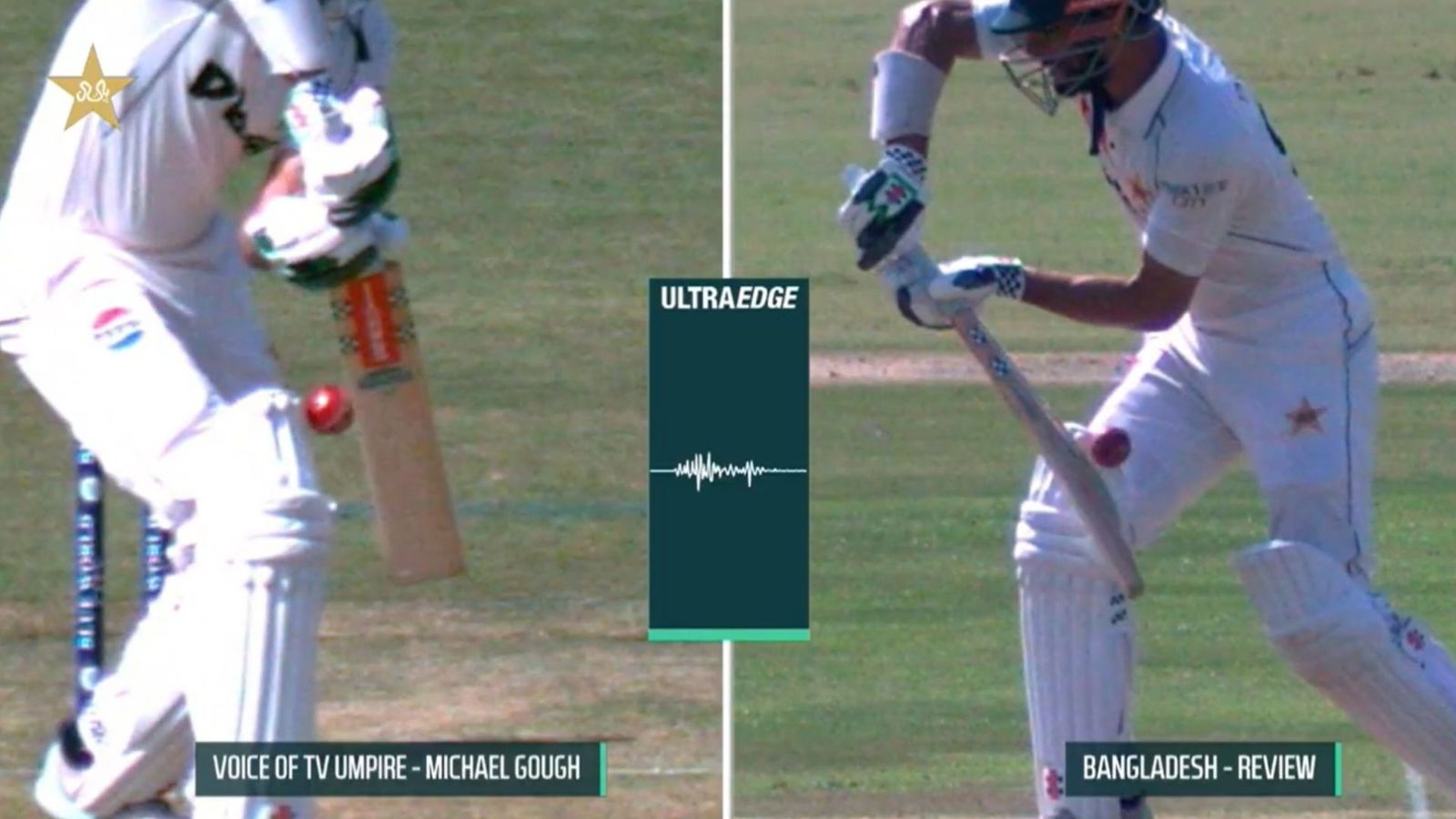 PAK vs BAN 1st Test: PCB questions third umpire's decision on captain Shan Masood's dismissal Ultra edge view of Shan Masood's dismissal (Twitter screen grab)