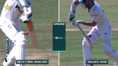 PAK vs BAN 1st Test: PCB questions third umpire's decision on captain Shan Masood's dismissal Ultra edge view of Shan Masood's dismissal (Twitter screen grab)