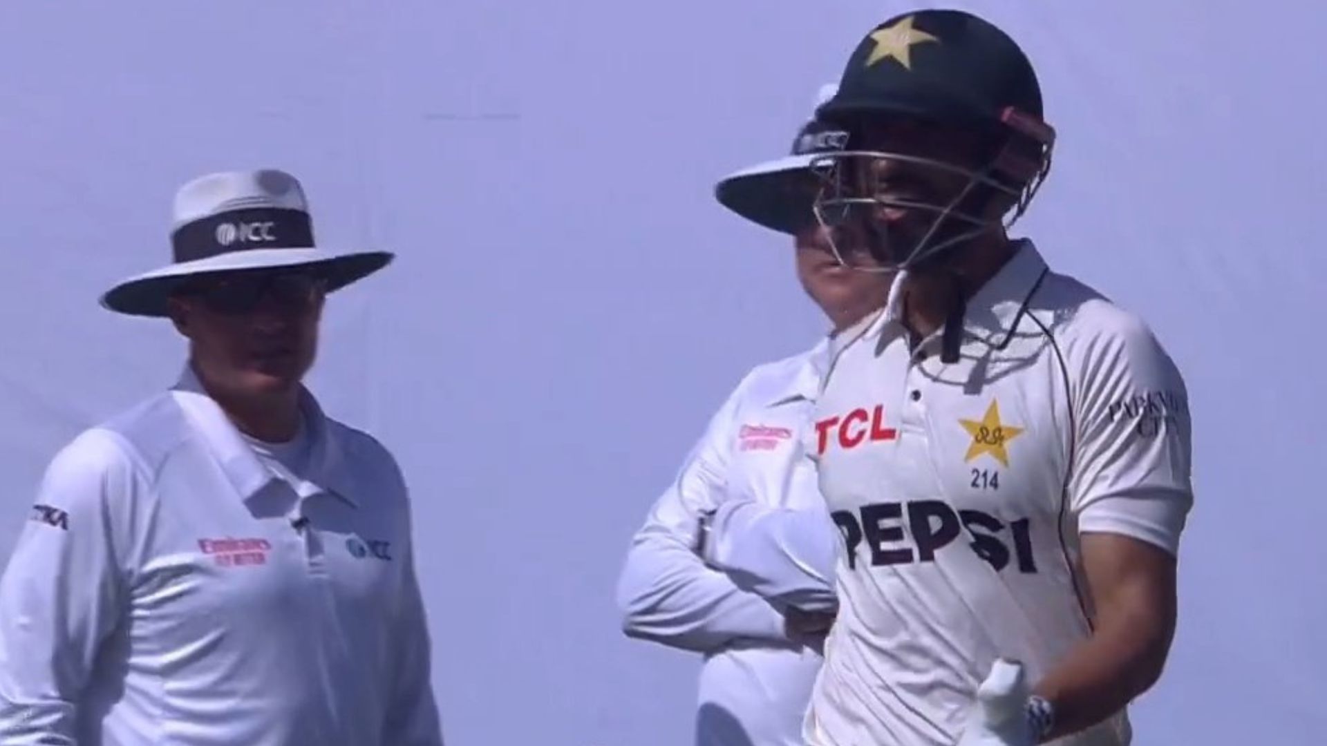 WATCH: Furious Shan Masood engages in heated argument with umpire following disputed dismissal in PAK vs BAN 1st Test Furious Shan Masood engages in heated argument with umpire following disputed dismissal in PAK vs BAN 1st Test. (Screengrab-X)