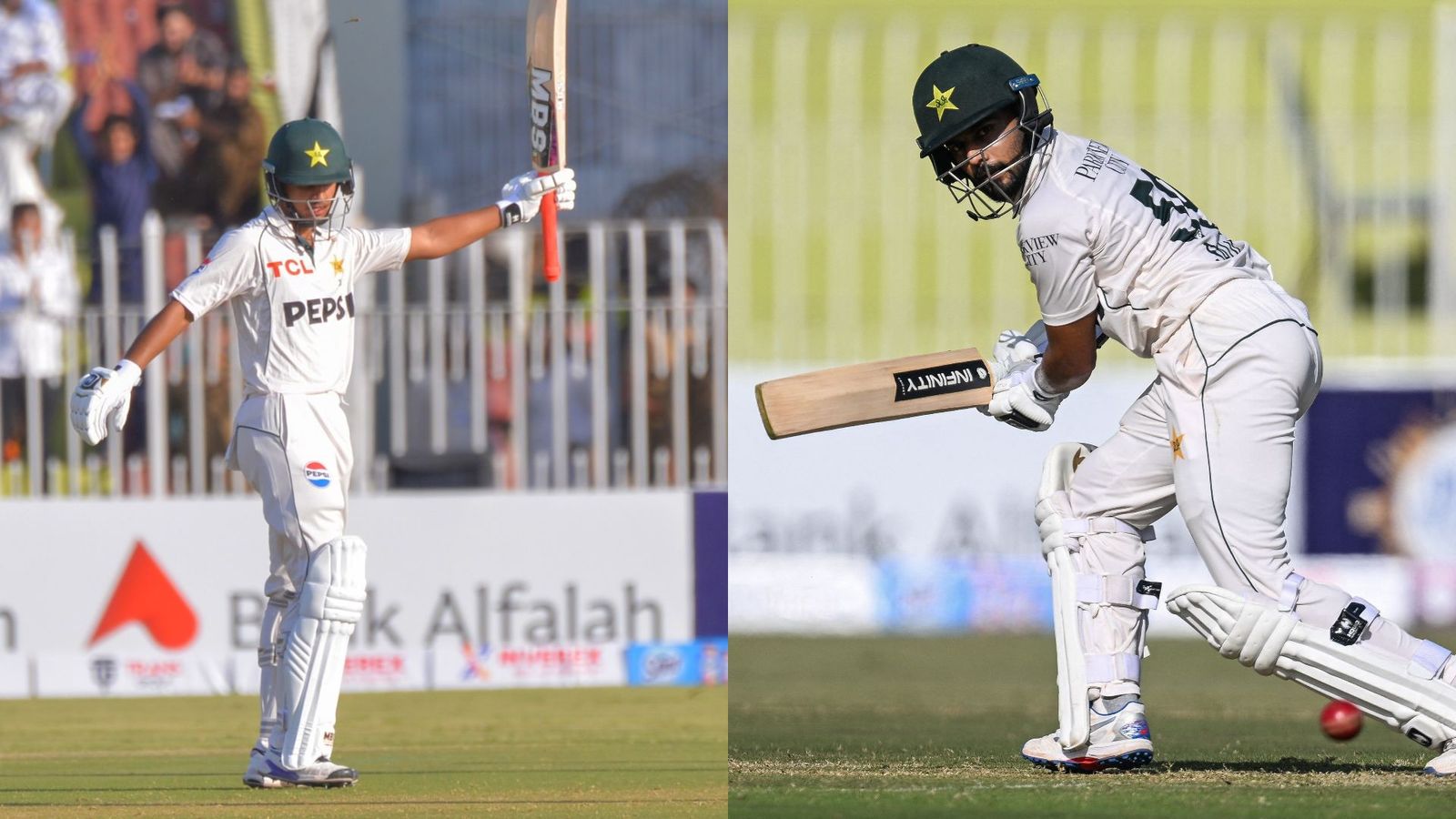 PAK vs BAN 1st Test: Saim Ayub, Saud Shakeel's fifties help Pakistan recover from slump; hosts post 158/4 on Day 1 Saim Ayub and Saud Shakeel in frame (Twitter)