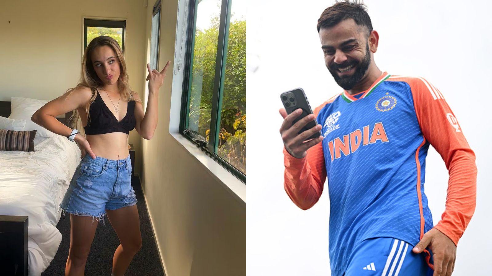 'If I could take a photo with..': New Zealand's 22-year-old women cricketer reveals 'goal' to post picture with Virat Kohli on Instagram Xara Jetly and Virat Kohli in frame (Getty)