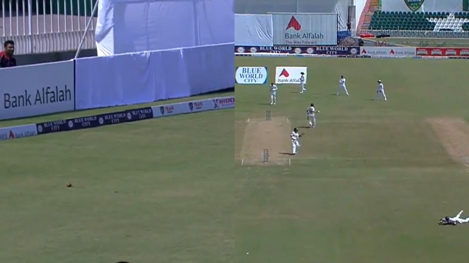 WATCH: Bangladesh's fielding flaw allows Mohammad Rizwan and Saud Shakeel to take four runs PAK vs BAN (x screengrab)