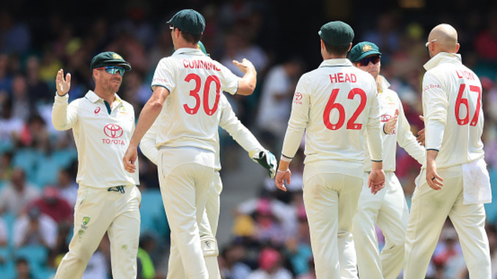 'He's an enormous loss in terms of...': Matthew Hayden feels Australia will miss superstar player's services in Border-Gavaskar Trophy Australia celebrates the wicket of Mohammad Rizwan of Pakistan caught by David Warner (L) off the bowling of Nathan Lyon during day four of the third Test on January 6, 2024. (Getty)