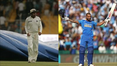 ‘Ever since the time you replaced me in Mohali...': Virender Sehwag reacts to Shikhar Dhawan's retirement announcement Virender Sehwag walking out of the ground during as rain interrupts; Shikhar Dhawan celebrates a century (File Photo: Getty Images)