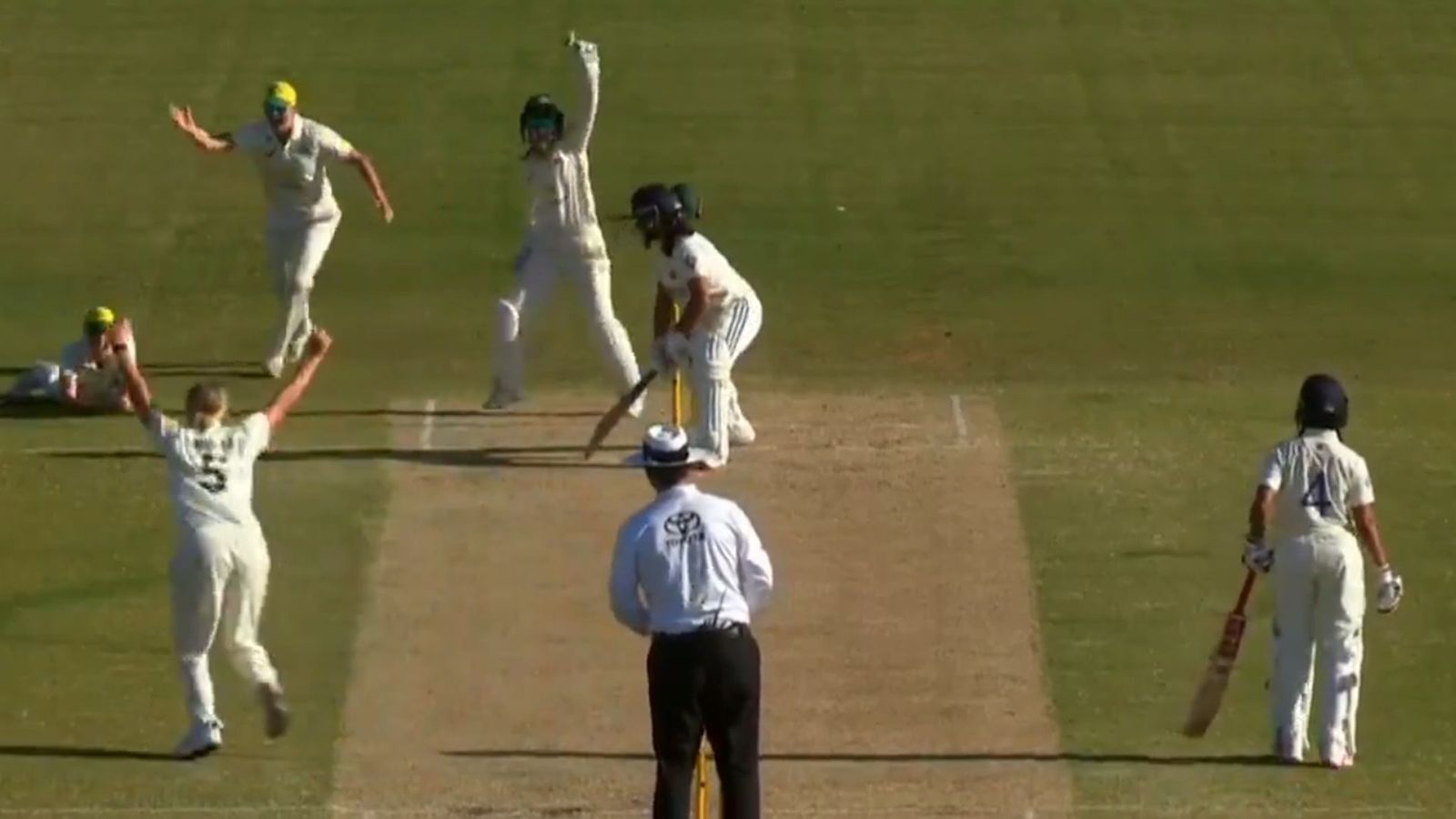 India A need a miracle to beat Australia A in unofficial Test despite captain Minnu Mani's 11-wicket haul Australia A celebrate a wicket (Screengrab: X)