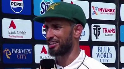 'There's always room for a spinner, we lost...': Shan Masood finally reveals real reason behind ignoring spinner Abrar Ahmed & playing 4 seamers Pakistan Test captain Shan Masood in the post-match presentation (Screengrab: X)