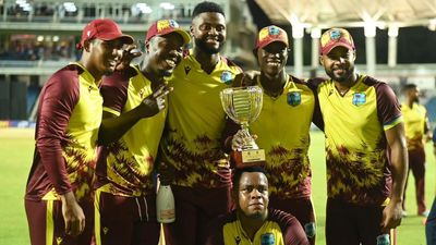 West Indies blank T20 World Cup 2024 finalists South Africa with 8-wicket win to complete cleansweep in three-T20I series West Indies players pose with the trophy (Getty Images)