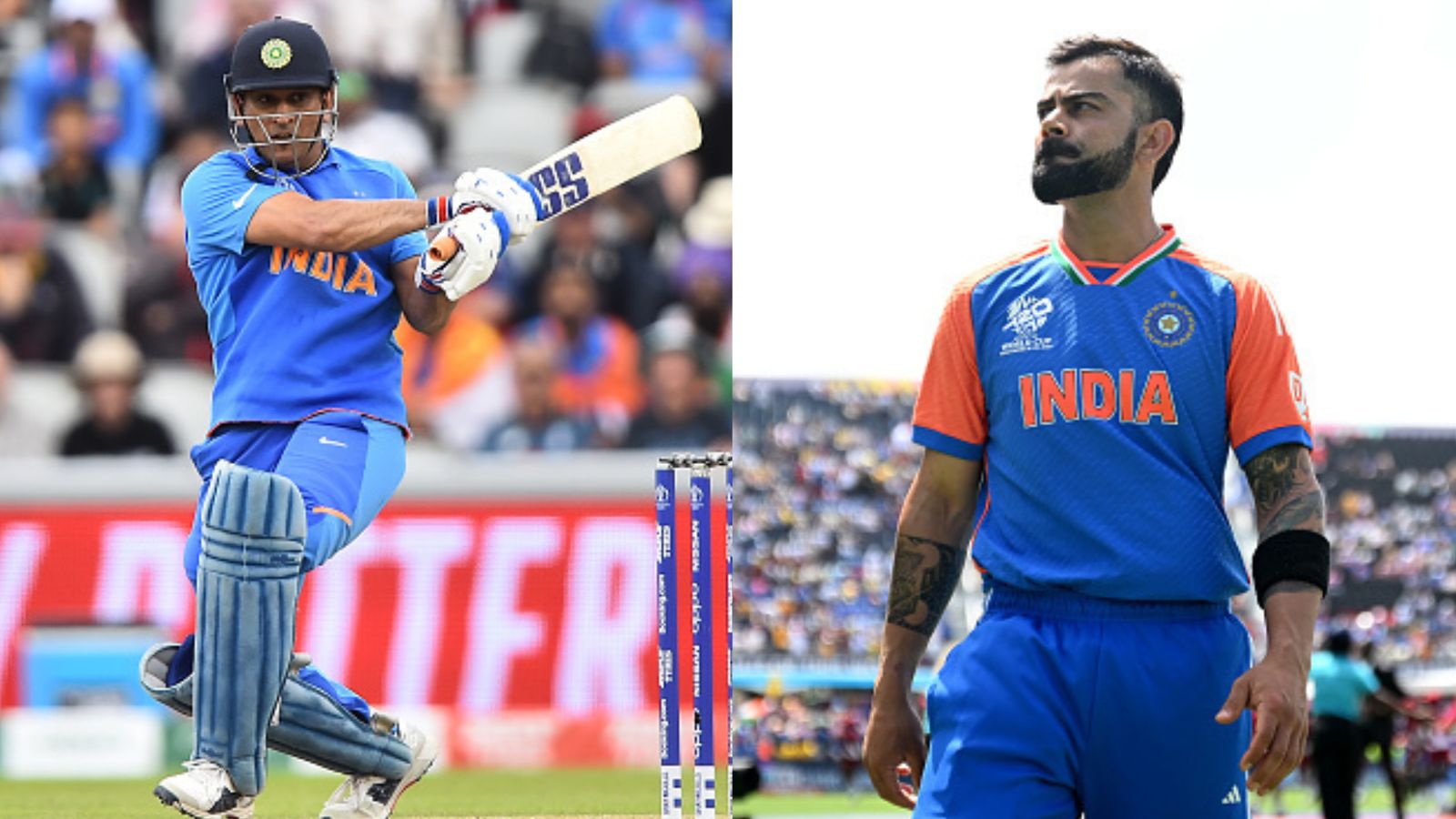 WATCH: KKR star picks MS Dhoni over Virat Kohli and Sachin Tendulkar in 'This or That' challenge, video goes viral Former India captain MS Dhoni (left) and batting juggernaut Virat Kohli in this frame. (Getty)
