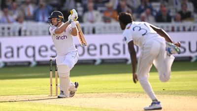 ENG vs SL, 2nd Test: Joe Root's historic 143, Gus Atkinson's unbeaten 74 propel England to dominant 358/7 on Day 1 against Sri Lanka England batsman Joe Root (left) cover drives to the boundary during Day 1 of the 2nd Test against Sri Lanka at Lord's Cricket Ground on August 29. (Getty)