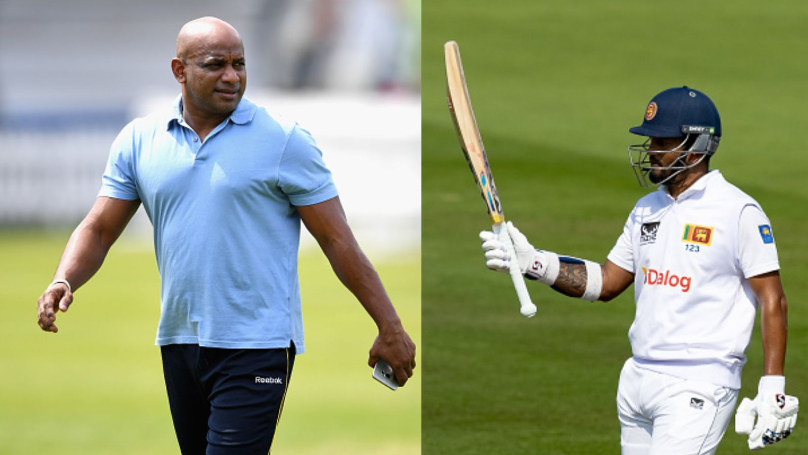 ENG vs SL: Dimuth Karunaratne leaves behind coach Sanath Jayasuriya in this elite list of batters with 55-run knock against England Sri Lanka legend Sanath Jayasuriya (left) and star batter Dimuth Karunaratne in this frame. (Getty)