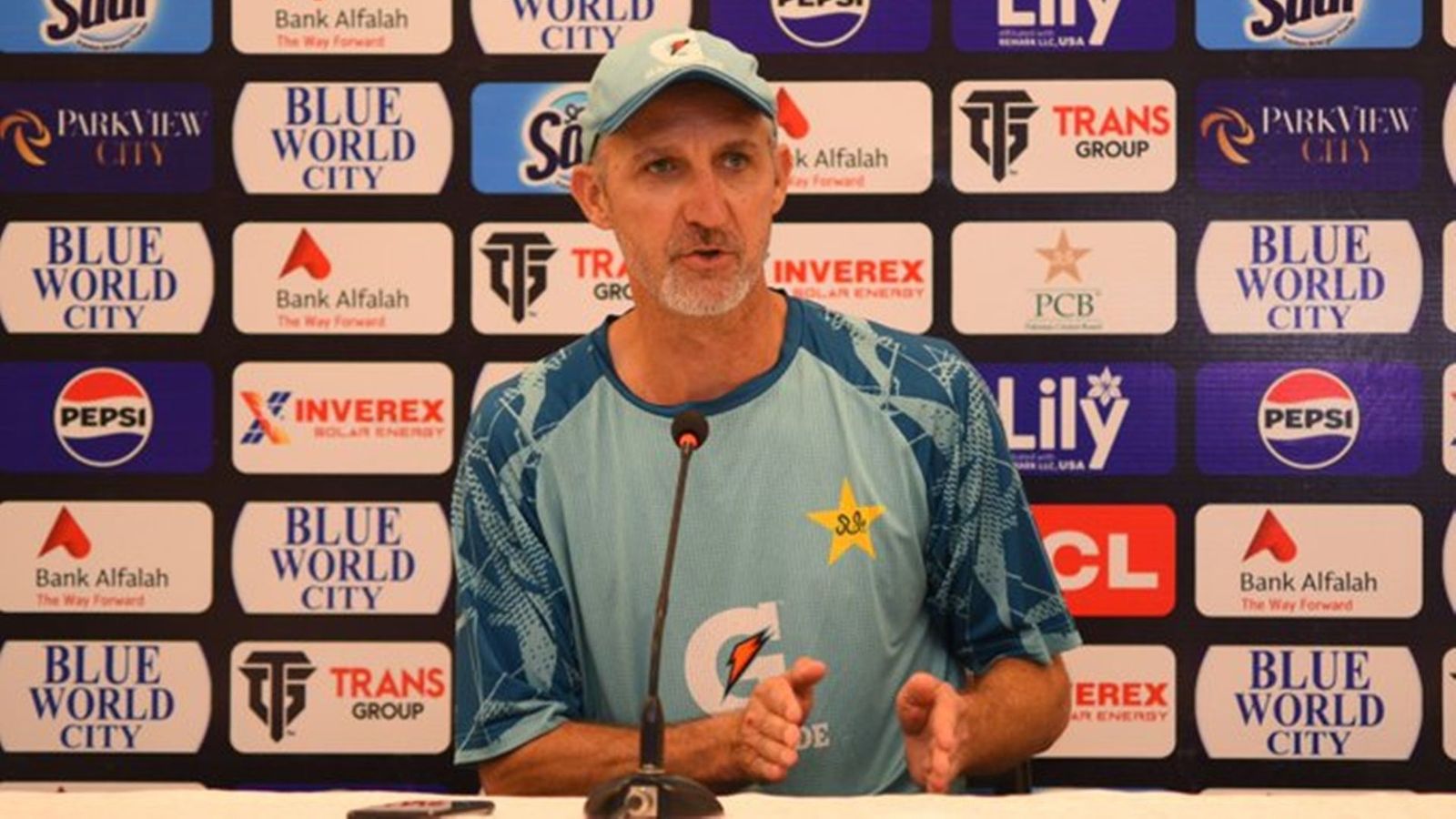 'This game can create all sorts of drama': Pakistan head coach Jason Gillespie urges fielders to stop dropping catches Pakistan head coach Jason Gillespie in the press conference (Photo Courtesy: PCB, X)