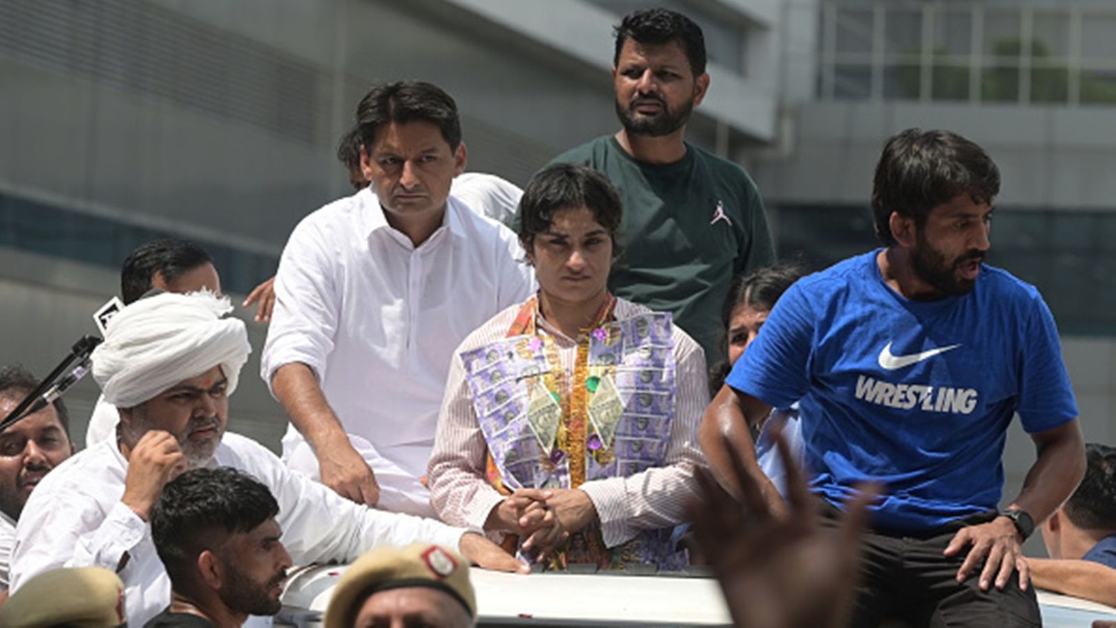 Big News: Star wrestlers Vinesh Phogat, Bajrang Punia to contest Assembly Elections for Congress Wrestler Vinesh Phogat gets emotional upon her arrival at IGI airport from Paris after a historic performance at the Paris Olympics 2024 (Getty Images)