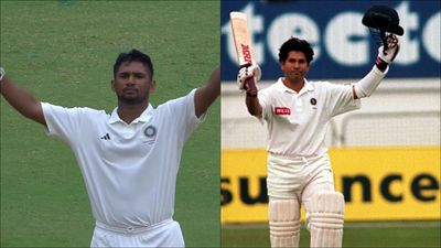 19-year-old Musheer Khan surpasses Sachin Tendulkar on this list with 181-run knock during record-breaking partnership on Duleep Trophy debut Musheer Khan celebrates his century on Duleep Trophy debut; Sachin Tendulkar after scoring Test century against England (Screengrab: X, Getty Images)