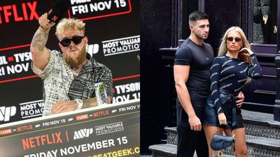 Jake Paul brutally trolls opponent Tommy Fury over his break-up with Molly-Mae Hague Jake Paul, Tommy Fury and Molly-Mae Hague in frame (Getty)