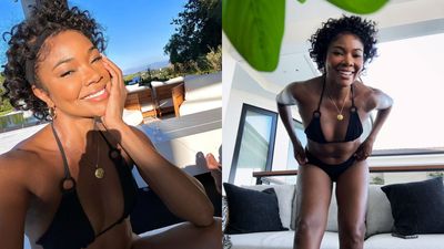 NBA star Dwyane Wade's wife Gabrielle Union flaunts 'Curves and Curls' in all-black bikini look - see pics Dwyane Wade's wife Gabrielle Union in frame (Gabrielle Union's Instagram)