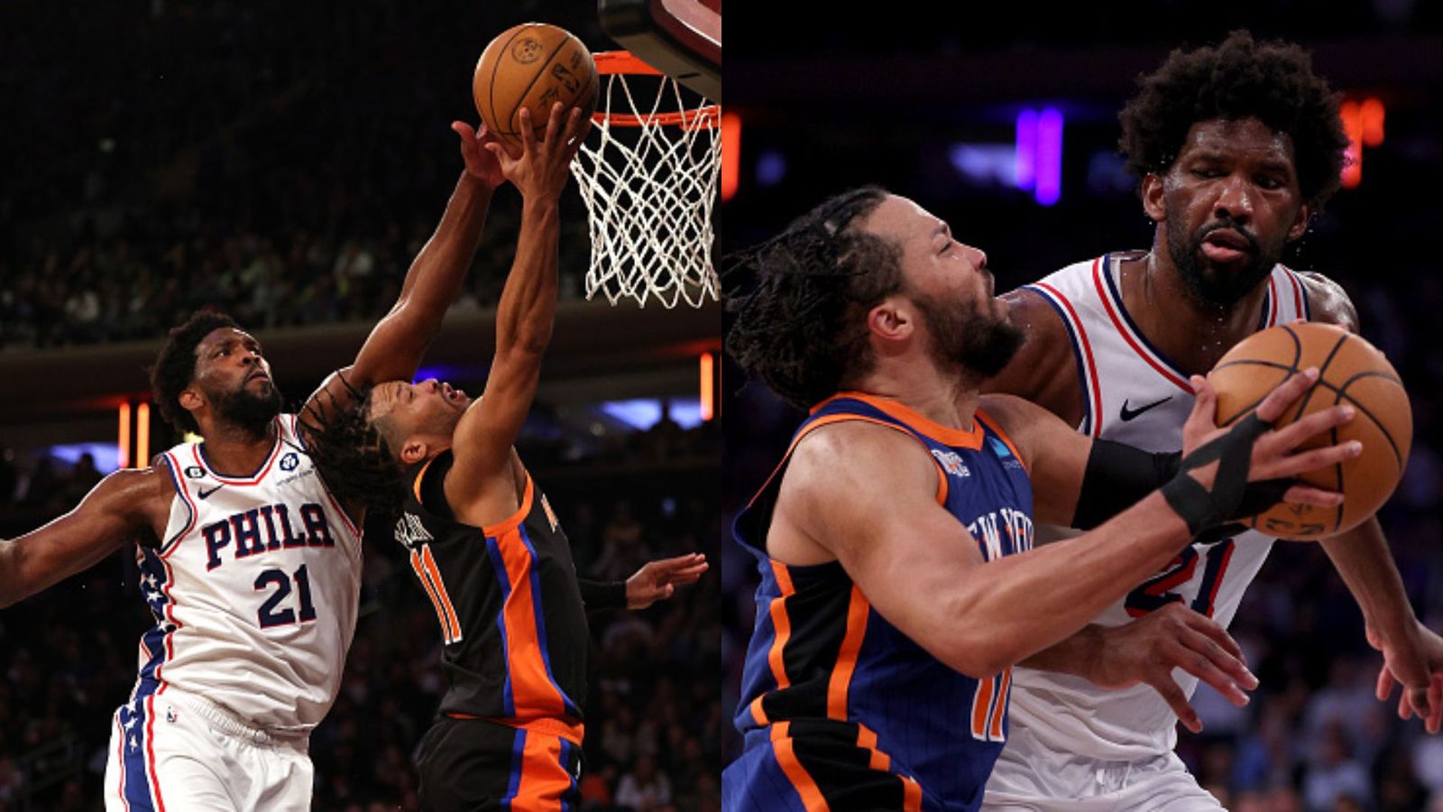NBA 2024: Central Park echoes with 'F**k Embiid' chants during Jalen Brunson and Josh Hart's podcast recording Jalen Brunson and Joel Embiid in frame (Getty)