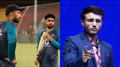 'I see a genuine dearth of talent in the country': Sourav Ganguly means no 'disrespect' but gives honest opinion after Pakistan's series loss to Bangladesh Shan Masood, Babar Azam during a training session; Sourav Ganguly speaking at an event (Getty Images)