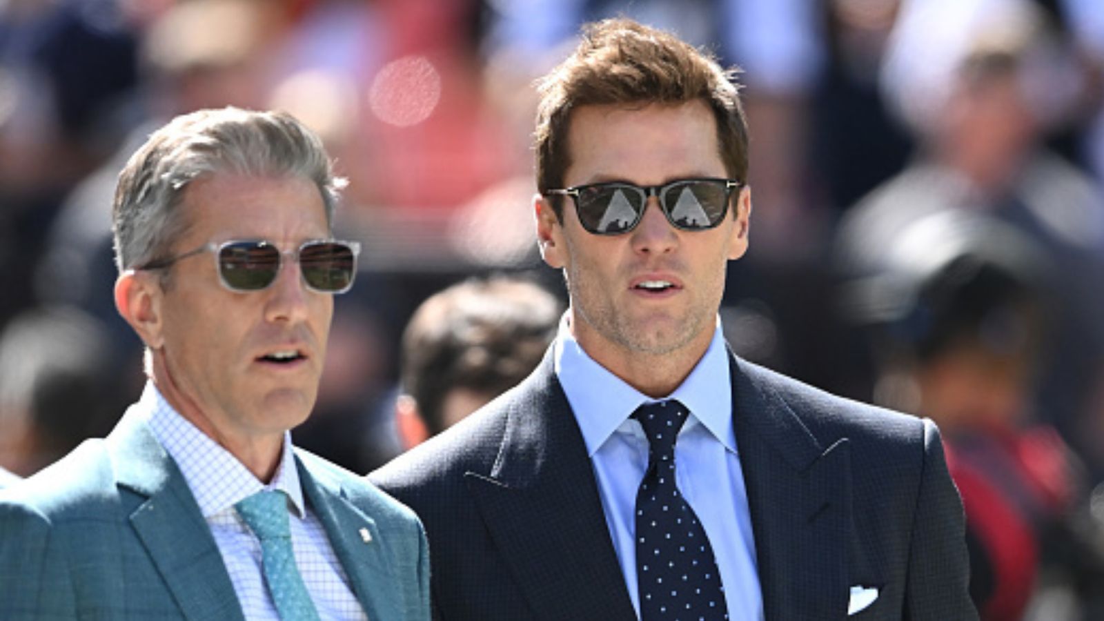Tom Brady's former teammate Antonio Brown attacks New England Patriots star's $375,000,000 Fox broadcasting debut Kevin Burkhardt and Tom Brady in the frame (Getty)