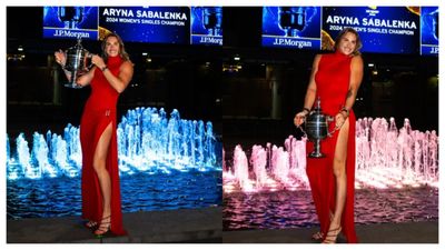 Aryna Sabalenka flaunts US Open trophy and tattoo in stunning red-dress look; know the significance of her tattoo Aryna Sabalenka in the frame (getty)