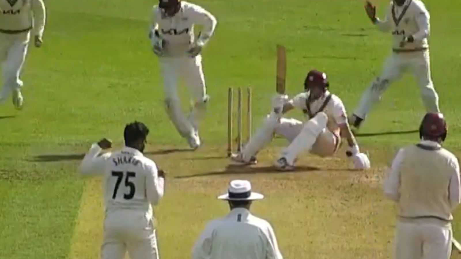 WATCH: Shakib Al Hasan shines in England before Test series against India with 4-wicket haul, makes batter fall over with vicious arm ball WATCH: Shakib Al Hasan shines in England before Test series against India with 4-wicket haul, makes batter fall over with vicious arm ball