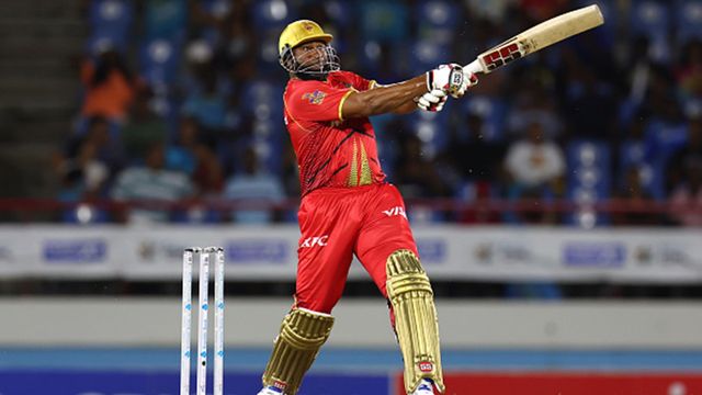 With 27 runs needed, Kieron Pollard smashes 4 sixes in 19th over to lead Knight Riders to 4-wicket win over RCB captain's side Kieron Pollard hits a six in the run chase against Saint Lucia Kings (Getty Images)