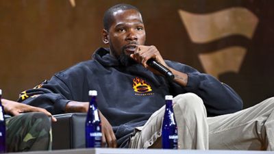 'I'm a 94? That's crazy...' Kevin Durant reacts to his overall NBA 2K25 rating Kevin Durant in the frame (Getty)