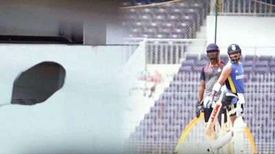 Virat Kohli's six during training session breaks wall near India's dressing room in Chepauk ahead of Bangladesh series; video goes viral Virat Kohli breaks the wall near dressing room with a six (Screengrab: X, JioCinema)