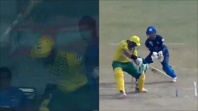 WATCH: Angry Imam-ul-Haq smashes his bat and shouts in dressing room after losing wicket to Shadab Khan in Champions Cup Imam-ul-Haq hits the ground with his bat after getting dismissed (Screengrab: X)