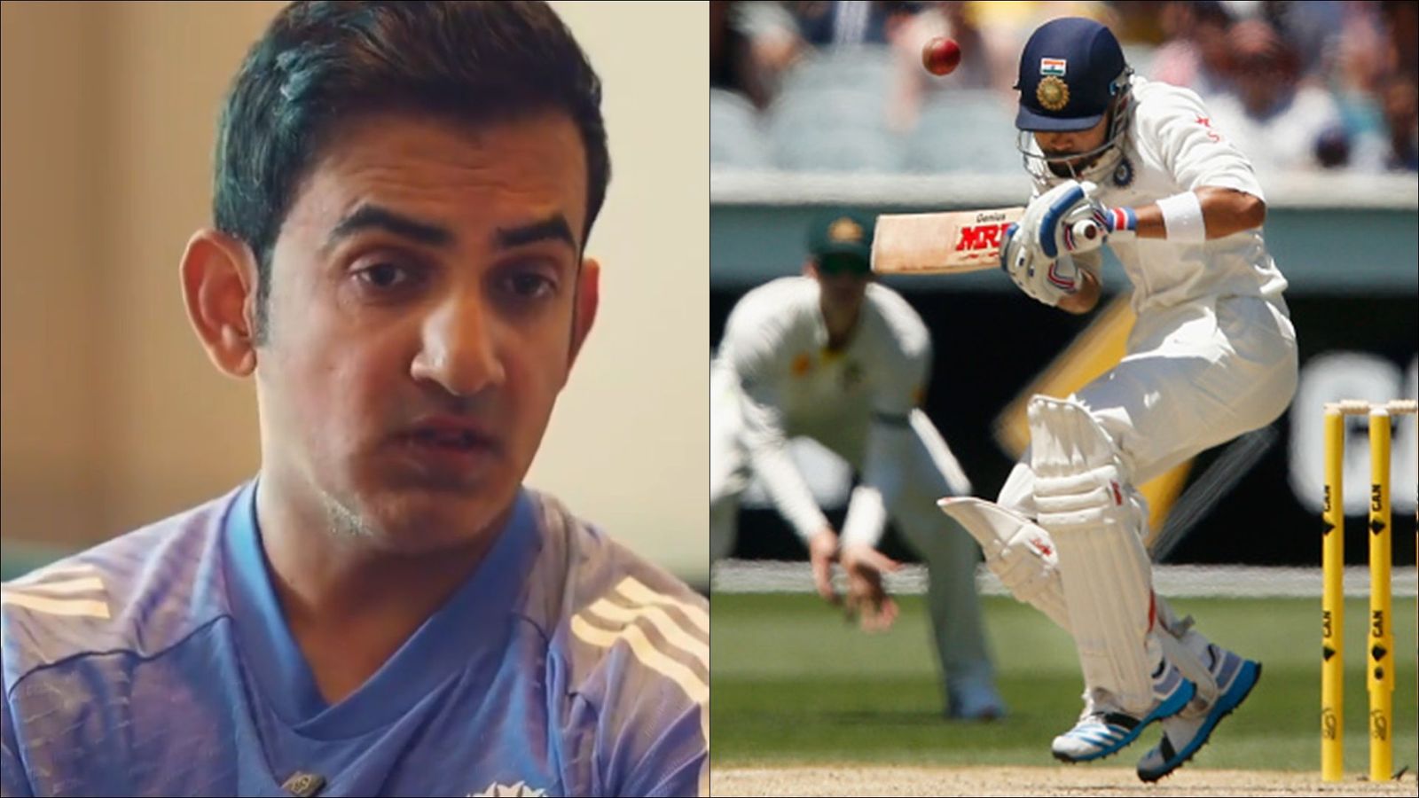 Gautam Gambhir reveals Virat Kohli chanted 'Om Namah Shivay' before facing every delivery from pacers during 2014-15 tour of Australia Gautam Gambhir in an interview; Virat Kohli ducking a ball in 2014-15 tour of Australia (Screengrab:X, Getty Images)