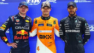 Formula 1: McLaren's Lando Norris beats Max Verstappen to take pole position in Singapore Grand Prix Max Verstappen, Lando Norris and Lewis Hamilton in the frame (Getty)