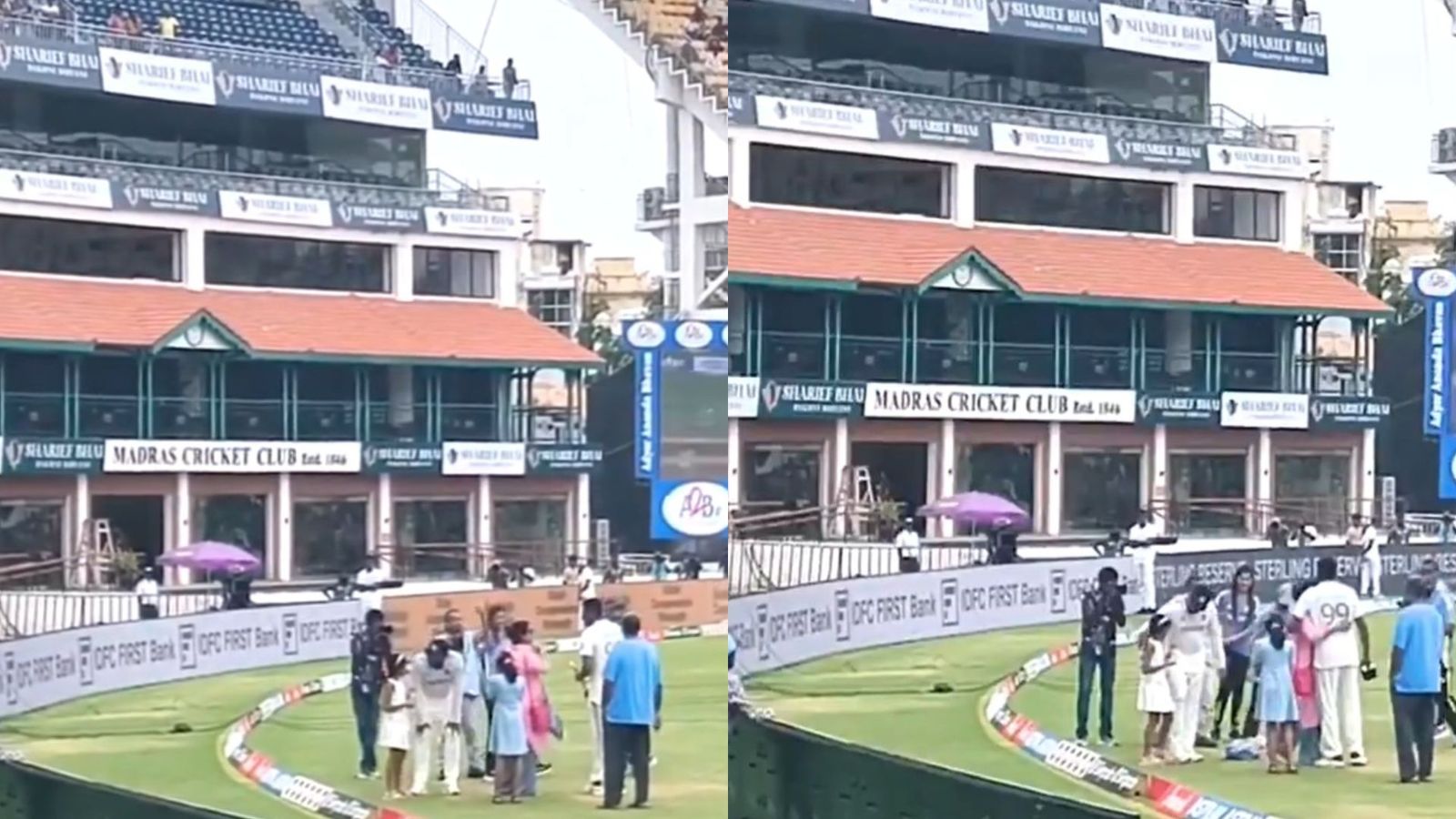 WATCH - Rohit Sharma's beautiful gesture wins hearts, playfully interacts with Ravichandran Ashwin's daughters after win against Bangladesh Rohit Sharma interacts with Ravichandran Ashwin's daughters (Twitter screen grab)