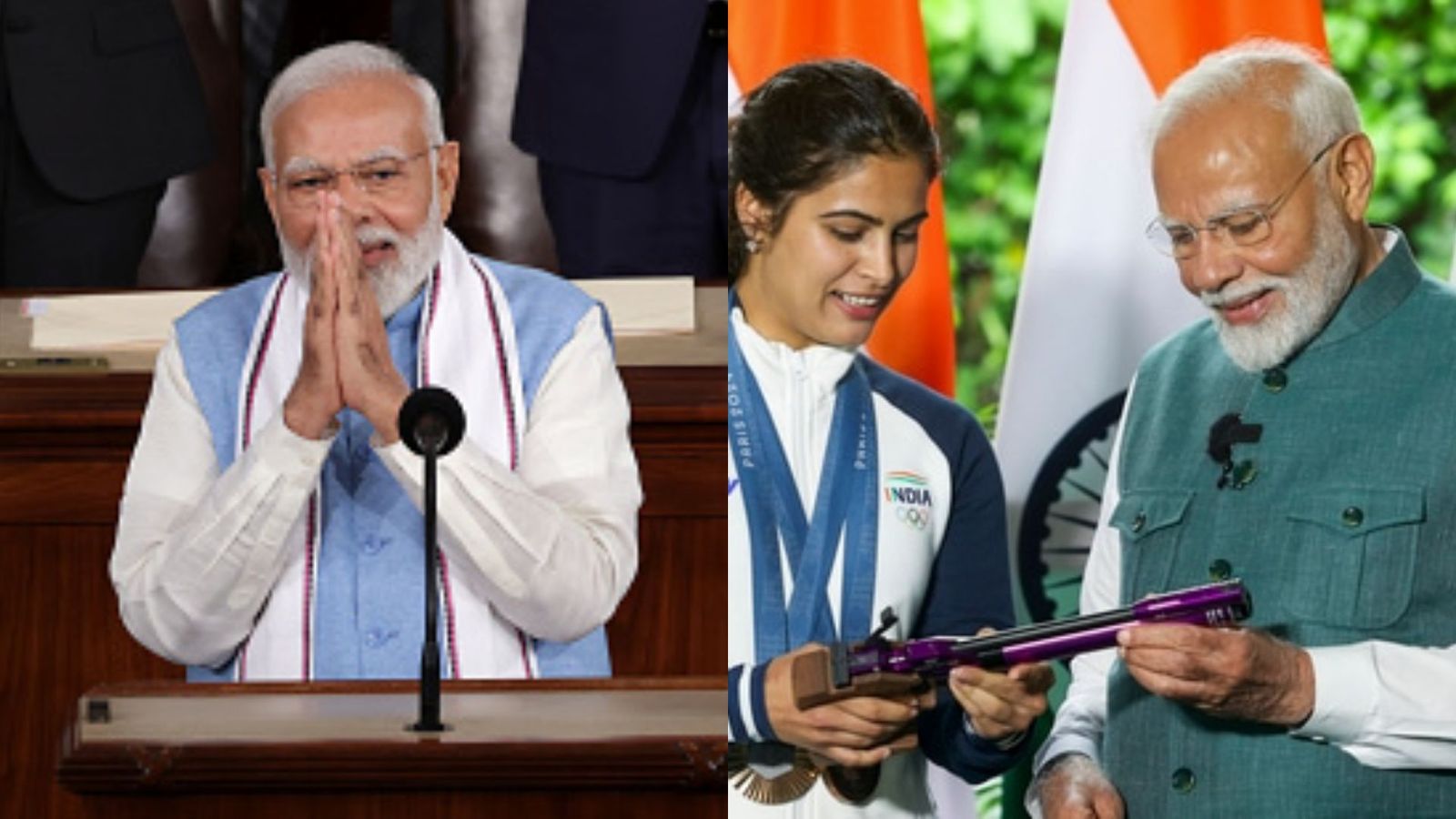 'You will witness Olympics in India...': PM Narendra Modi's big announcement in USA after Paris Games 2024 PM Modi with Manu Bhaker (getty)