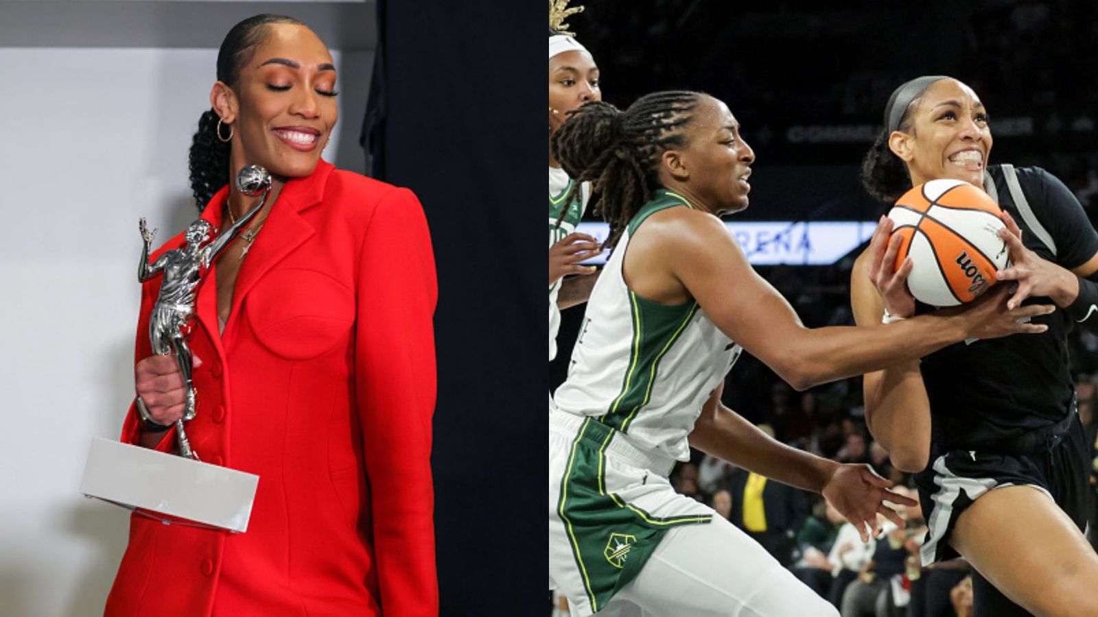 WNBA : 21 points from MVP A’ja Wilson secures playoff win for Aces over Storm A' ja Wilson in the frame (getty)