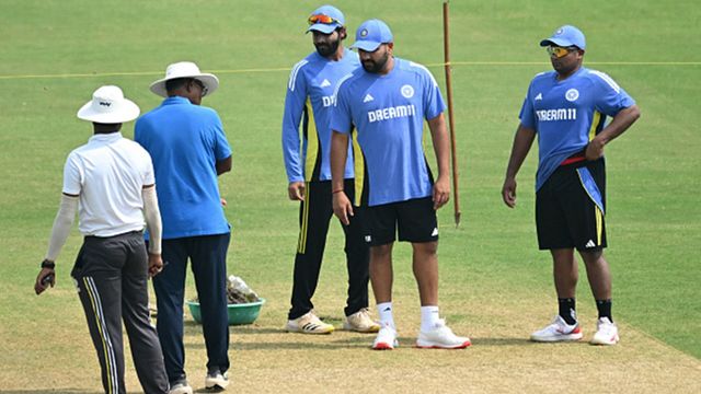 IND vs BAN: Not from Kanpur, Green Park Stadium's pitch made from a nearby district's pond's soil — Check details here Skipper Rohit Sharma, Ravindra Jadeja and Sarfaraz Khan inspecting the pitch at Green Park Stadium, Kanpur (Getty Images)
