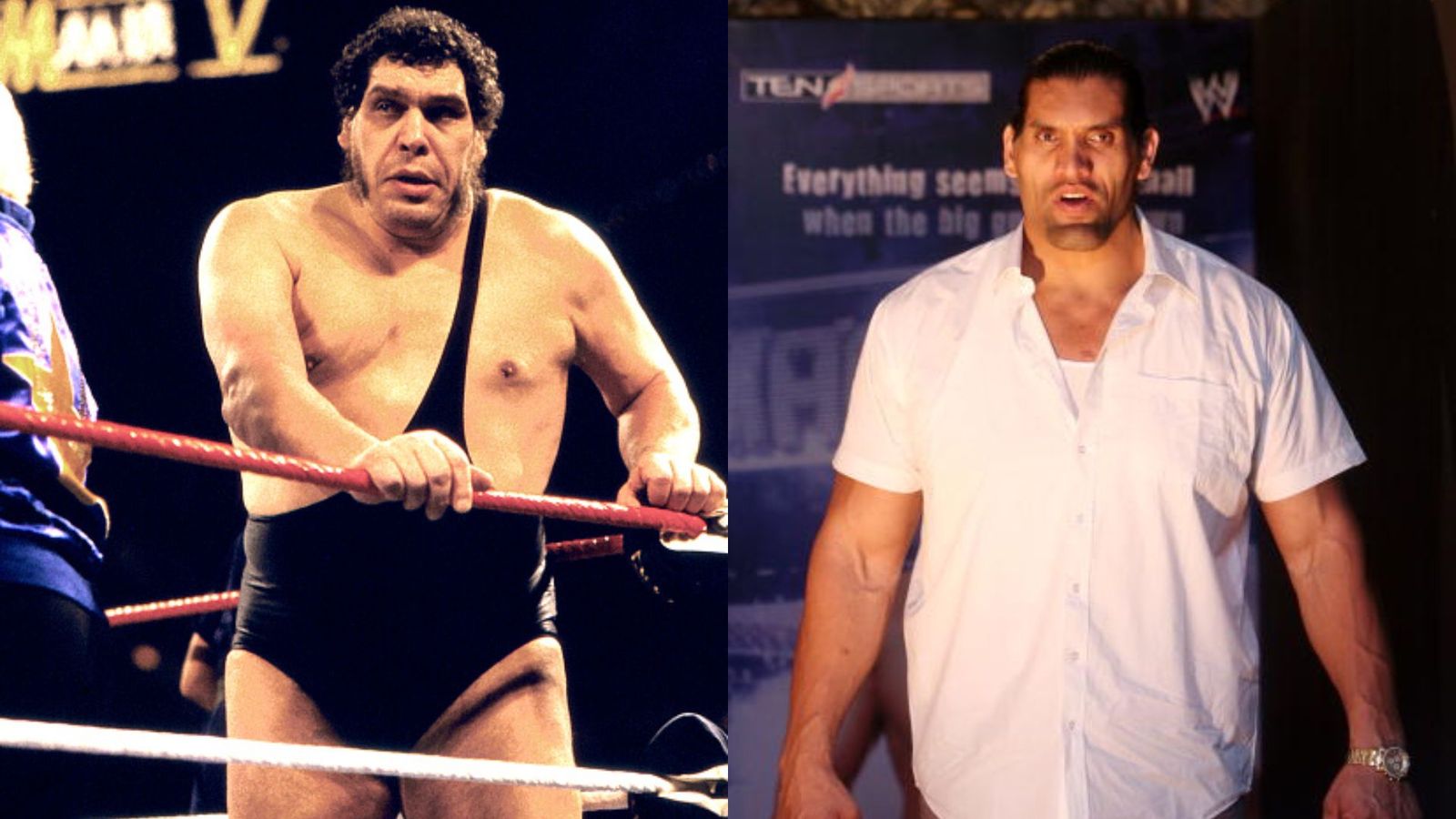 From Giant Gonzalez to the Great Khali: The Top 5 Tallest Wrestlers in WWE history Andre the giant and Khali in the frame (getty)