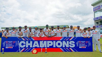 Sri Lanka rise to 3rd spot in WTC 2023-25 standings after historic win over New Zealand, keep their hopes of playing maiden final alive Sri Lankan players celebrate the series win over New Zealand (Getty Images)