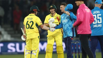 ENG vs AUS: Australia win 5th ODI via DLS method to clinch series 3-2 after rain dashes England's hopes Australian players congratulated by England players after they won 5th ODI via DLS method on September 29. (X)