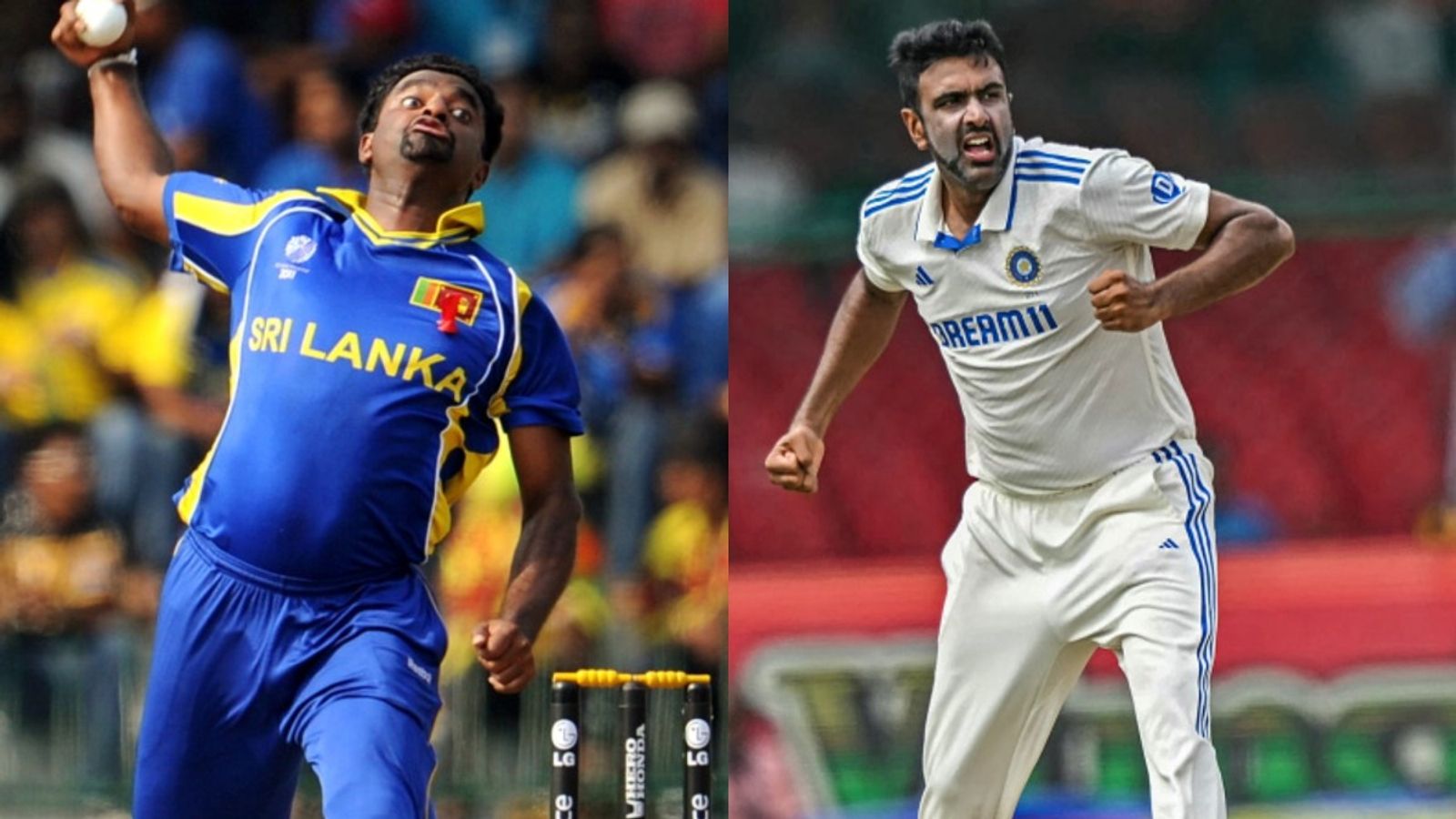 IND vs BAN 2nd Test: Ravichandran Ashwin equals Muttiah Muralitharan's legendary record, becomes second only player to reach this milestone Muttiah Muralitharan and Ravichandran Ashwin in frame