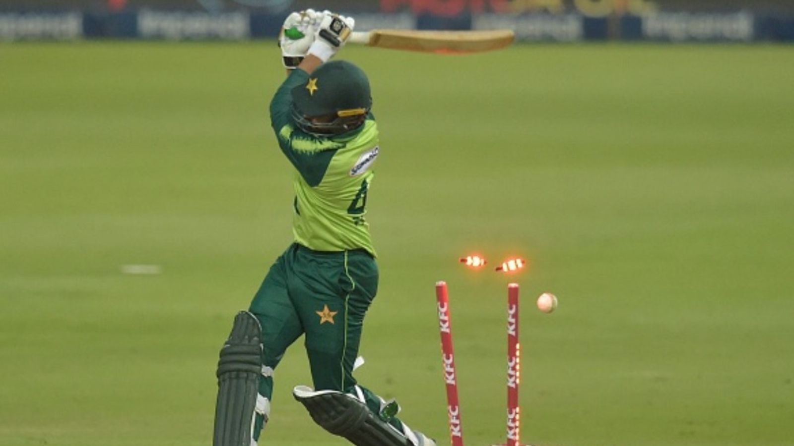 30-yr-old bowling all-rounder named Pakistan captain for this tournament in November File Photo: Pakistan's Faheem Ashraf is bowled by South Africa's Lizaad Williams (not visible) during the T20I match against South Africa on April 10, 2021. (Getty)