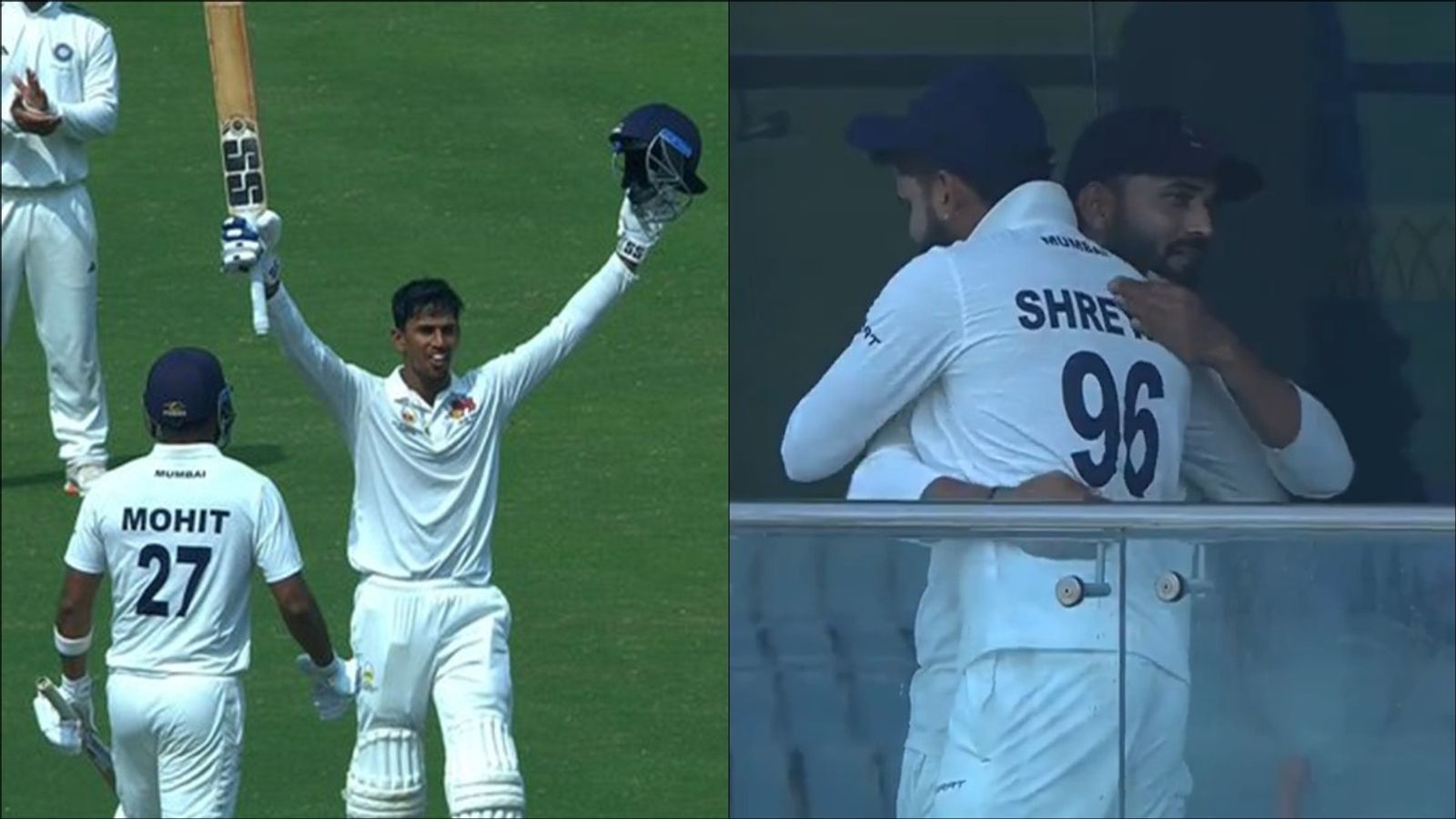 Tanush Kotian scores century on final day as Ajinkya Rahane-led Mumbai end 27-year drought to win Irani Cup Tanush Kotian (left) celebrates his century; Ajinkya Rahane, Shreyas Iyer celebrate the Irani Cup win