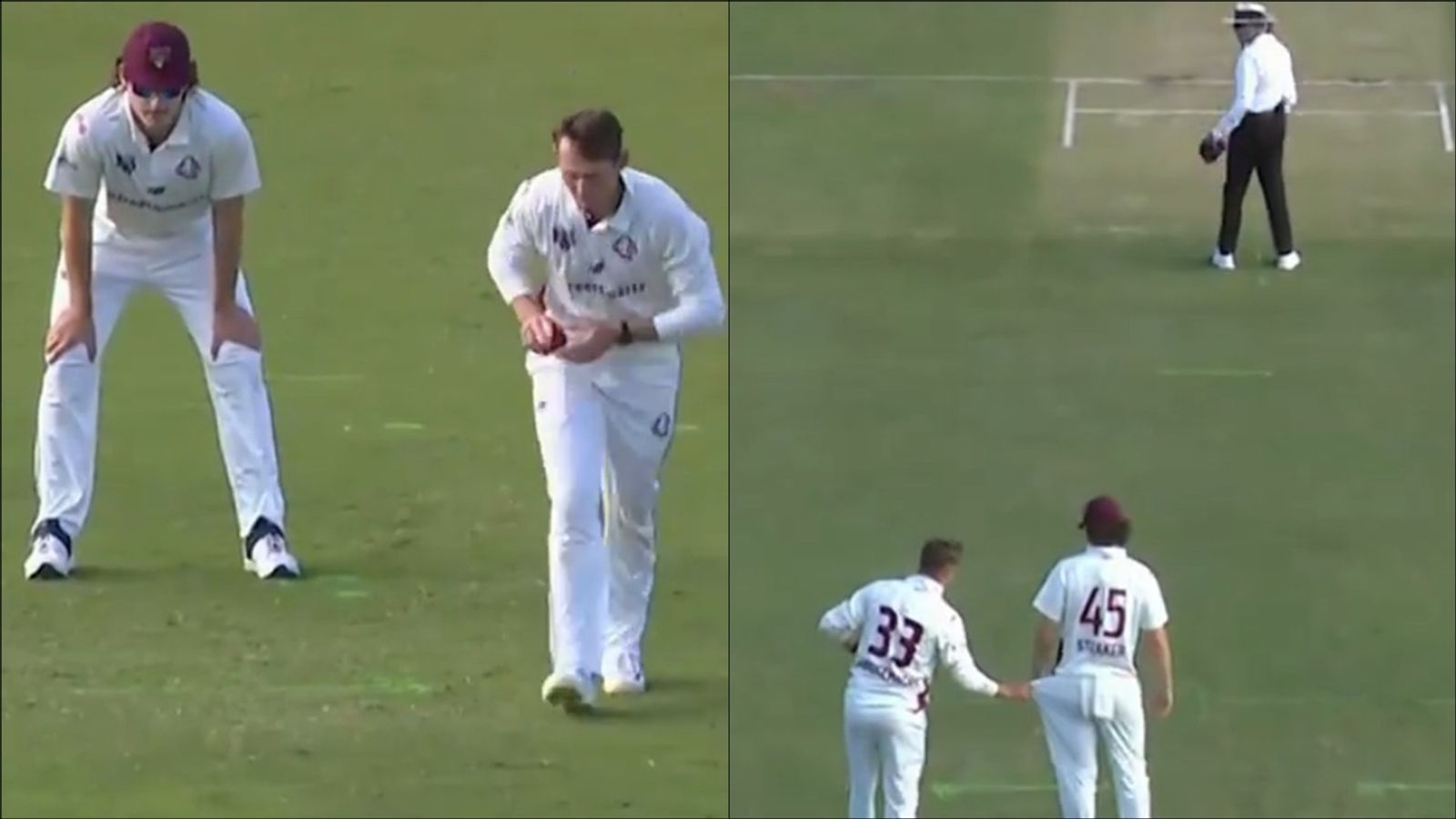 Watch: Marnus Labuschagne comes up with strange field setting ahead of Border-Gavaskar Trophy, stuns umpire with fielder at run-up and bowls medium pace Marnus Labuschagne at his run-up placing the fielder Tom Straker just beside him during Sheffield Shield match